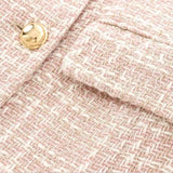 Double-Breasted Tweed Blazer with Notched Lapel and Flap Pockets