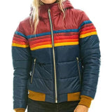 Striped Hooded Puffer Jacket with Zip Front