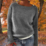 Textured Knit Boat Neck Sweater