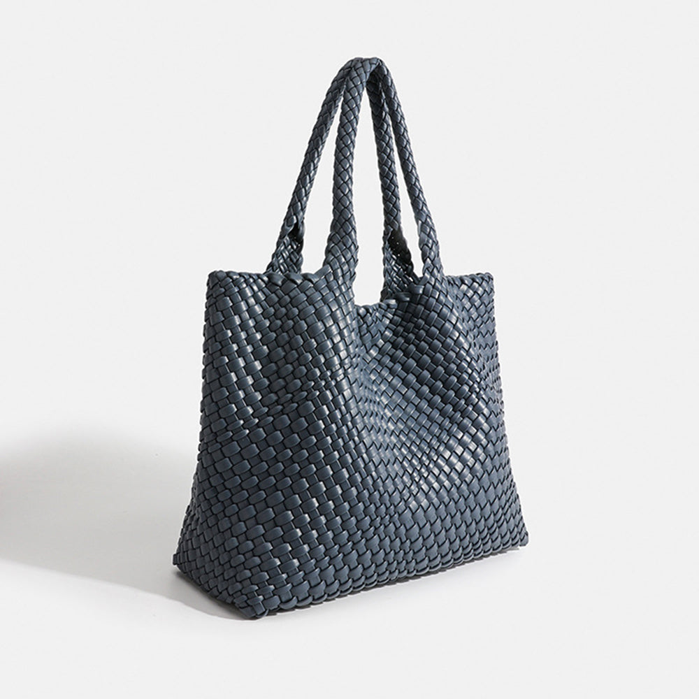 Women's Tote Bag with Woven Design and Double Shoulder Handles