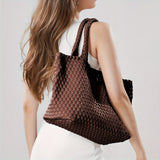 Women's Tote Bag with Woven Design and Double Shoulder Handles