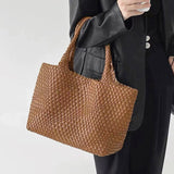 Women's Tote Bag with Woven Design and Double Shoulder Handles