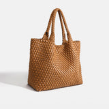 Women's Tote Bag with Woven Design and Double Shoulder Handles
