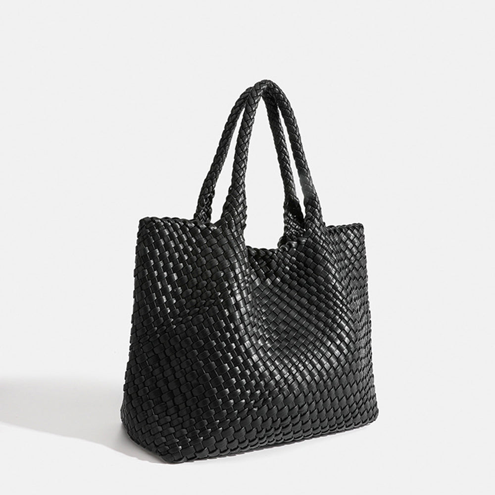 Women's Tote Bag with Woven Design and Double Shoulder Handles