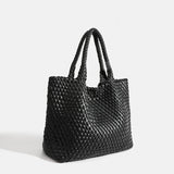 Women's Tote Bag with Woven Design and Double Shoulder Handles