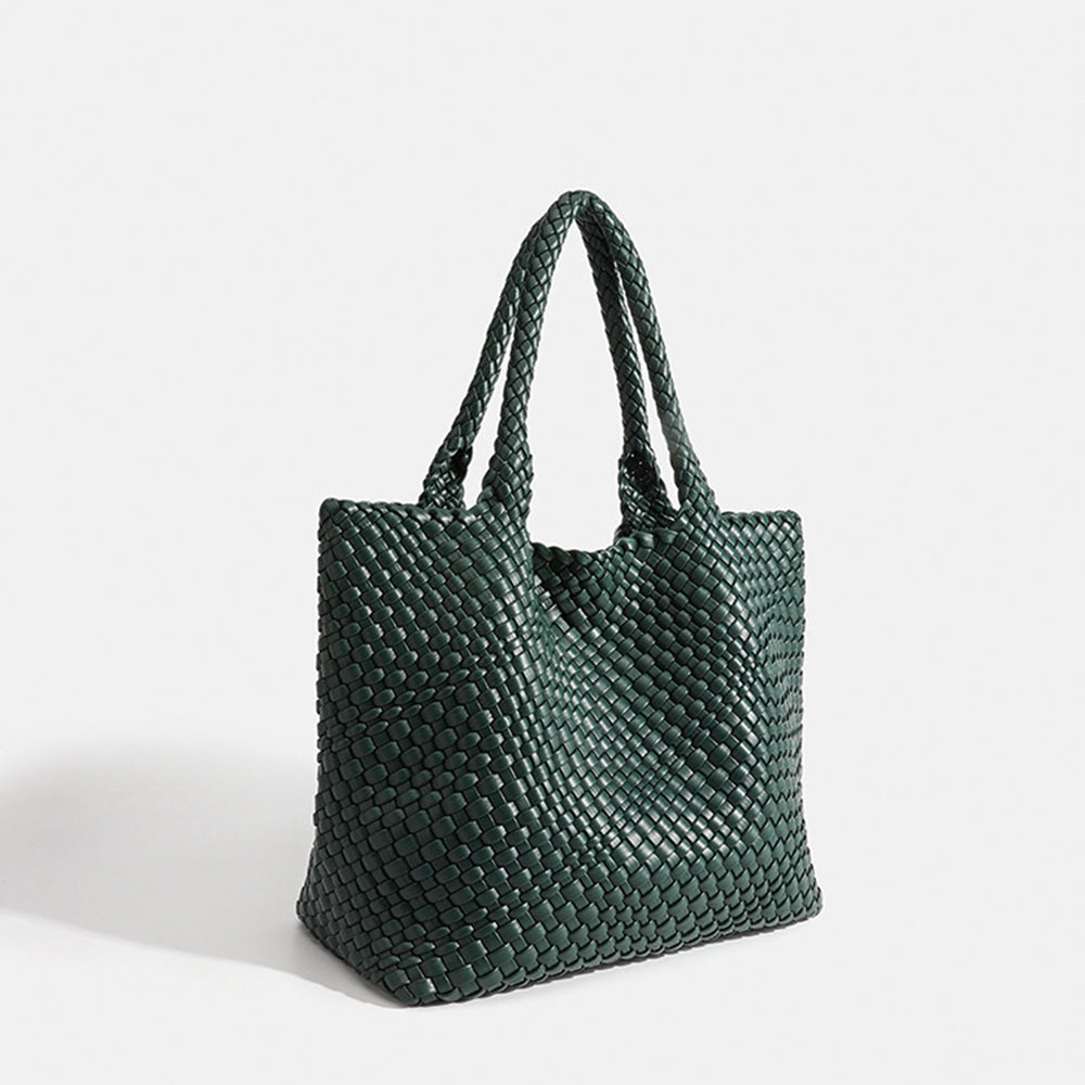 Women's Tote Bag with Woven Design and Double Shoulder Handles