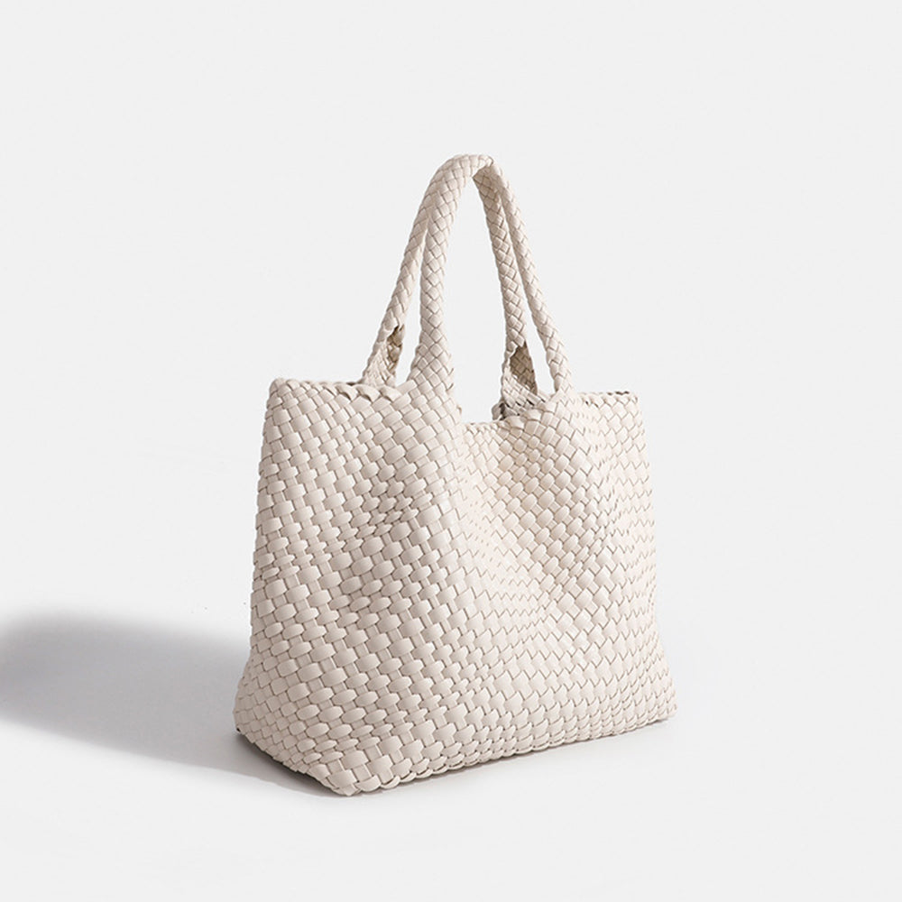 Women's Tote Bag with Woven Design and Double Shoulder Handles