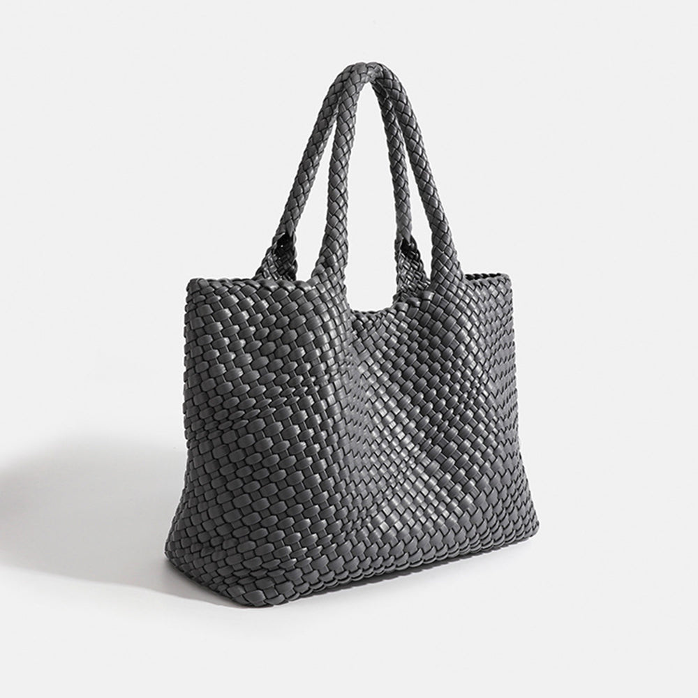Women's Tote Bag with Woven Design and Double Shoulder Handles