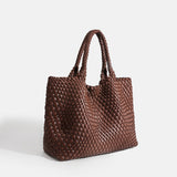 Women's Tote Bag with Woven Design and Double Shoulder Handles