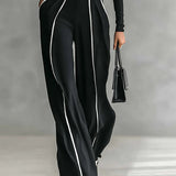Wide-Leg Jumpsuit with Turtleneck and Belted Waist