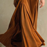 Velvet Maxi Dress with Collared V-Neck and Flared Skirt
