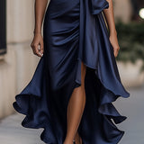 Satin Halter Maxi Dress with Tie Waist