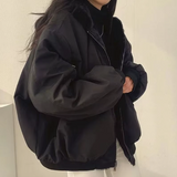 Oversized Hooded Jacket with Faux Fur and Zip Front