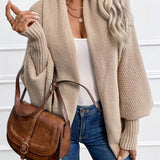 Oversized Open-Front Cardigan with Batwing Sleeve