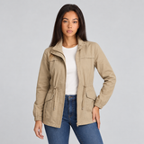 Zip Front Jacket with Flap Pockets and Stand Collar