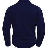 Textured Polo Sweater with Half Button and Zip Pocket
