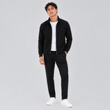 Men's Matching Tracksuit Set with Full Zip Stand Collar Jacket and Drawstring Pants