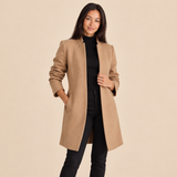 Women's Long Coat with Tailored Lapel Collar Open Front and Relaxed Fit for Office Wear