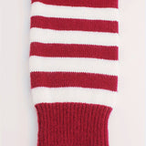Round Neck Sweater with Striped Sleeves and Ribbed Cuff