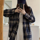 Oversized Plaid Flannel Shirt with Button Front