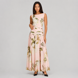 Floral A-Line Maxi Dress with Boat Neck