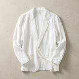 Men's Single-Breasted Linen Blazer with Patch Pockets