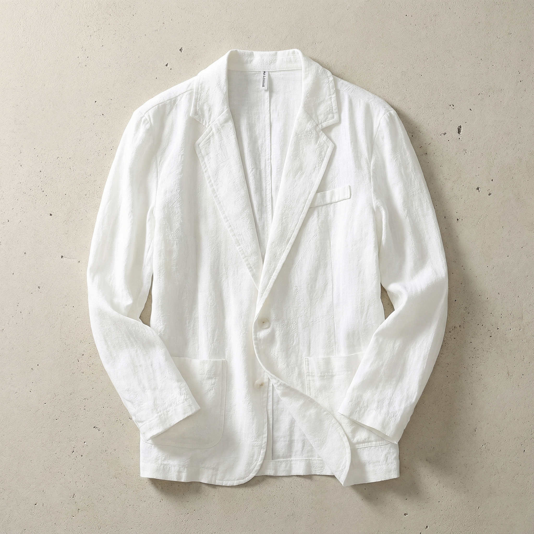 Men's Single-Breasted Linen Blazer with Patch Pockets