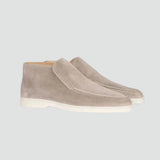 Suede High-Top Loafers with Stitched Moc Toe