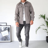 Overshirt Jacket with Button Front and Chest Pocket
