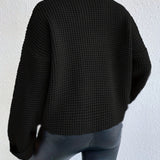 Oversized Turtleneck Sweater with Textured Knit and Wide Sleeves