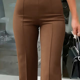 Fitted Flare Pants with High Waist and Front Seam