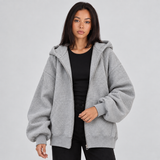 Oversized Zip-Up Hoodie with Side Pockets