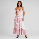 Floral Tiered Maxi Dress with V-Neck and Ruffle Trim