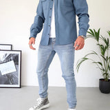 Overshirt Jacket with Button Front and Chest Pocket