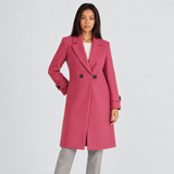 Double-Breasted Blazer Coat with Lapel Collar and Button Cuff