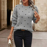 Polka Dot Knit Sweater with Crew Neck