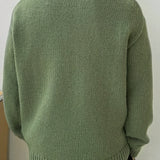 Oversized Knit Sweater with Ribbed Hem and Long Sleeves