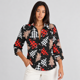 Christmas Blouse with Festive Print for Casual Wear
