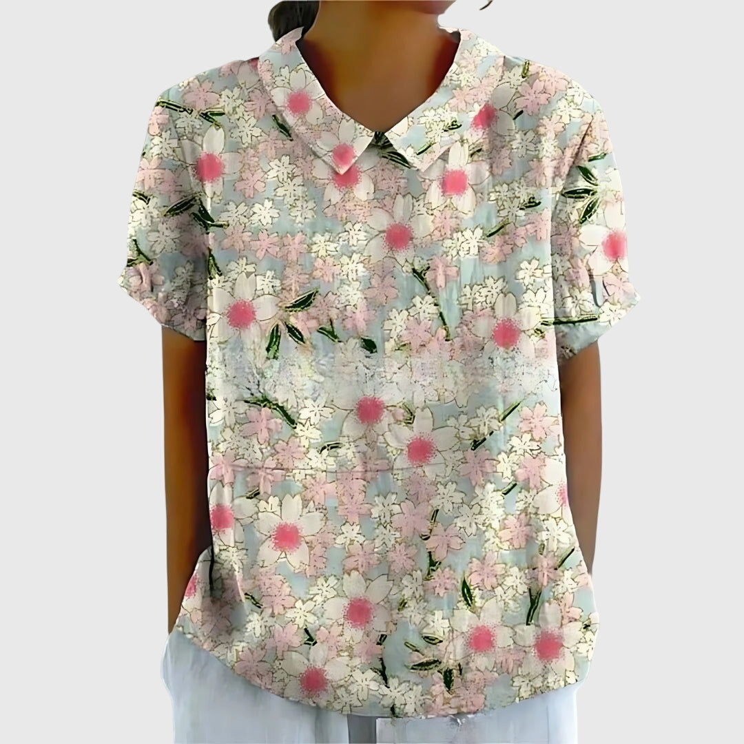 Solene | Floral Button Elegant Blouse Women Summer Casual