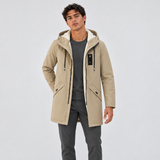 Hooded Sherpa-Lined Parka Jacket with Drawstring and Zip Front