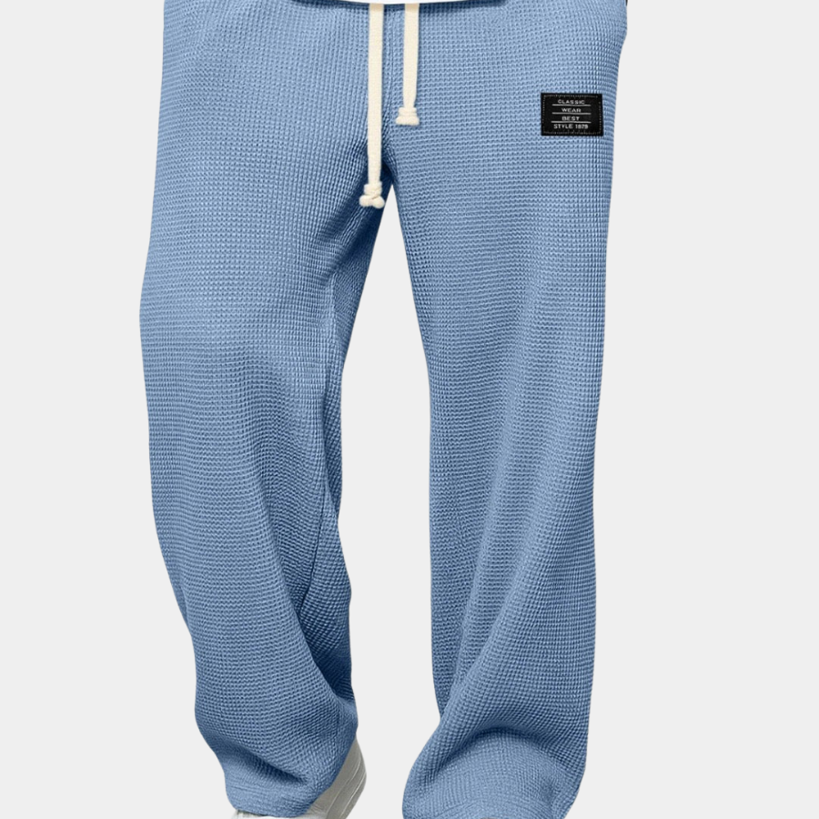 Waffle Knit Wide-Leg Sweatpants with Drawstring Waist