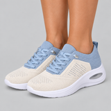 Color Block Knit Lace-Up Sneakers with Platform Sole