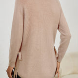 Long Sweater with Side Slits and Long Sleeves