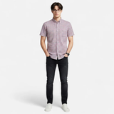 Checkered Short Sleeve Button-Down Shirt with Chest Pocket