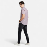 Checkered Short Sleeve Button-Down Shirt with Chest Pocket