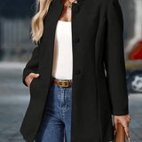 Tailored Button-Front Coat with Stand Collar