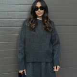 Oversized Knit Sweater Two-Piece Skirt Set