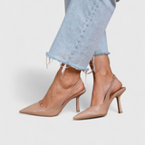 Pointed-Toe Slingback Pumps with Stiletto Heel