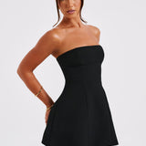Strapless Mini Dress with Flared Skirt