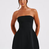 Strapless Mini Dress with Flared Skirt